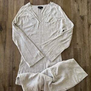 J. Crew Gray Ribbed V-Neck MIDI Sweater Dress